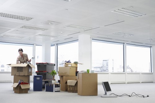 Packed boxes and furniture prepared for long-term storage in Gallowscorner